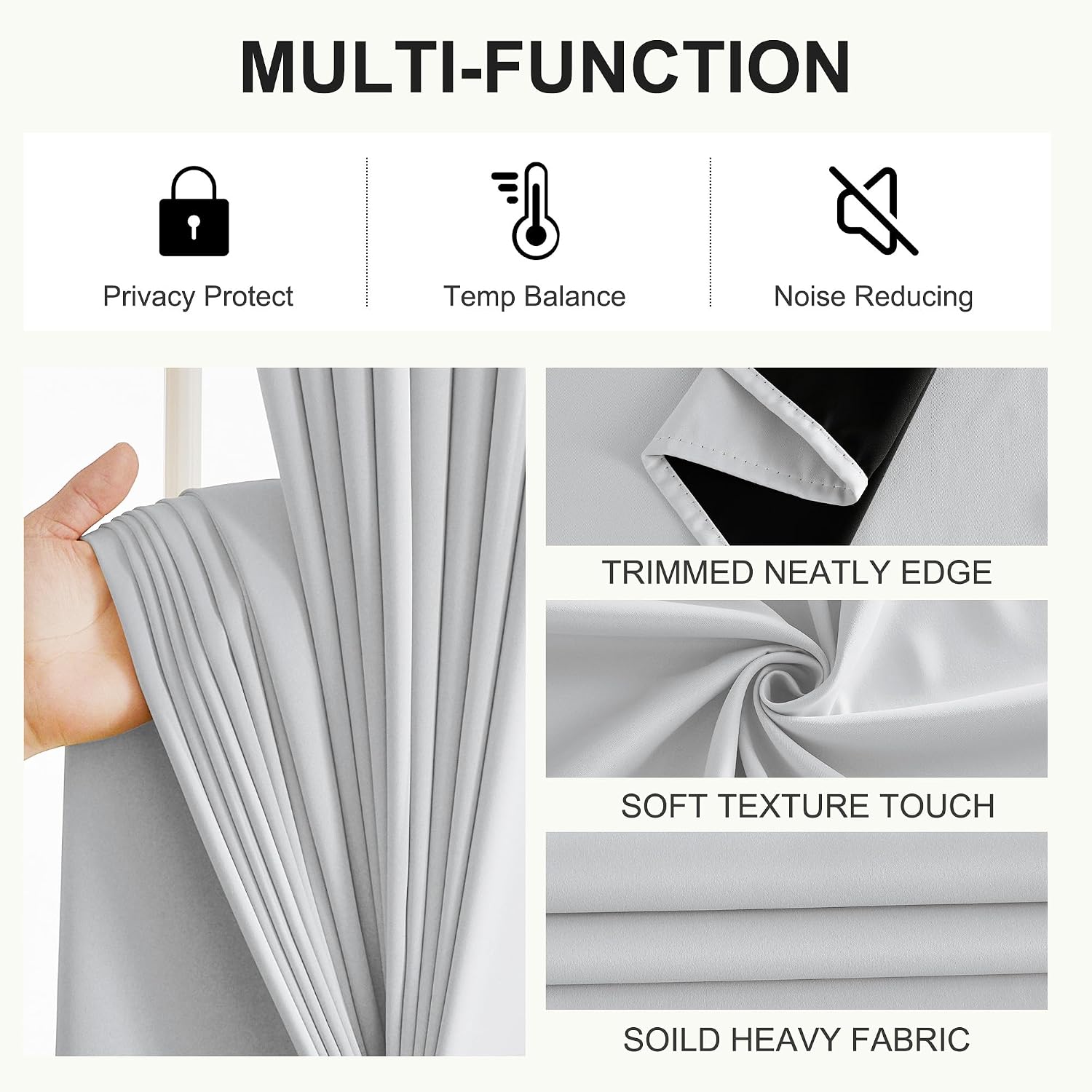 NICETOWN Greyish White 100% Blackout Curtains 84 inch Long for Bedroom